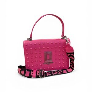 Karl Lagerfeld Paris Simone Studded Flap Crossbody bag in fuchsia pink NWT